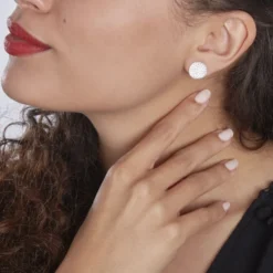 Boucles D'oreilles Puces Darwin Argent Blanc Oxyde