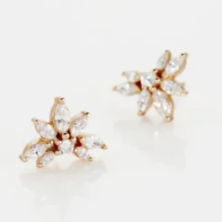Boucles D'oreilles Puces Davena Argent Rose Oxyde De Zirconium
