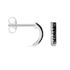 Boucles D'oreilles Puces Demi Lune Or Blanc Diamant