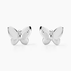 Boucles D'oreilles Puces Diep Argent Blanc Oxyde De Zirconium