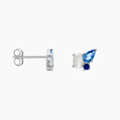 Boucles D'oreilles Puces Doja Argent Blanc Verre Spinelle