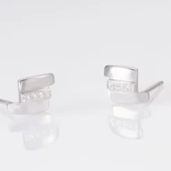 Boucles D'oreilles Puces Dolene Or Blanc Diamant