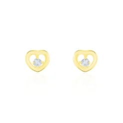 Boucles D'oreilles Puces Dolly Or Jaune Oxyde De Zirconium