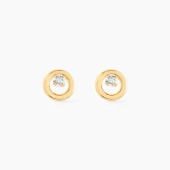 Boucles D'oreilles Puces Dolly Or Jaune Oxyde De Zirconium