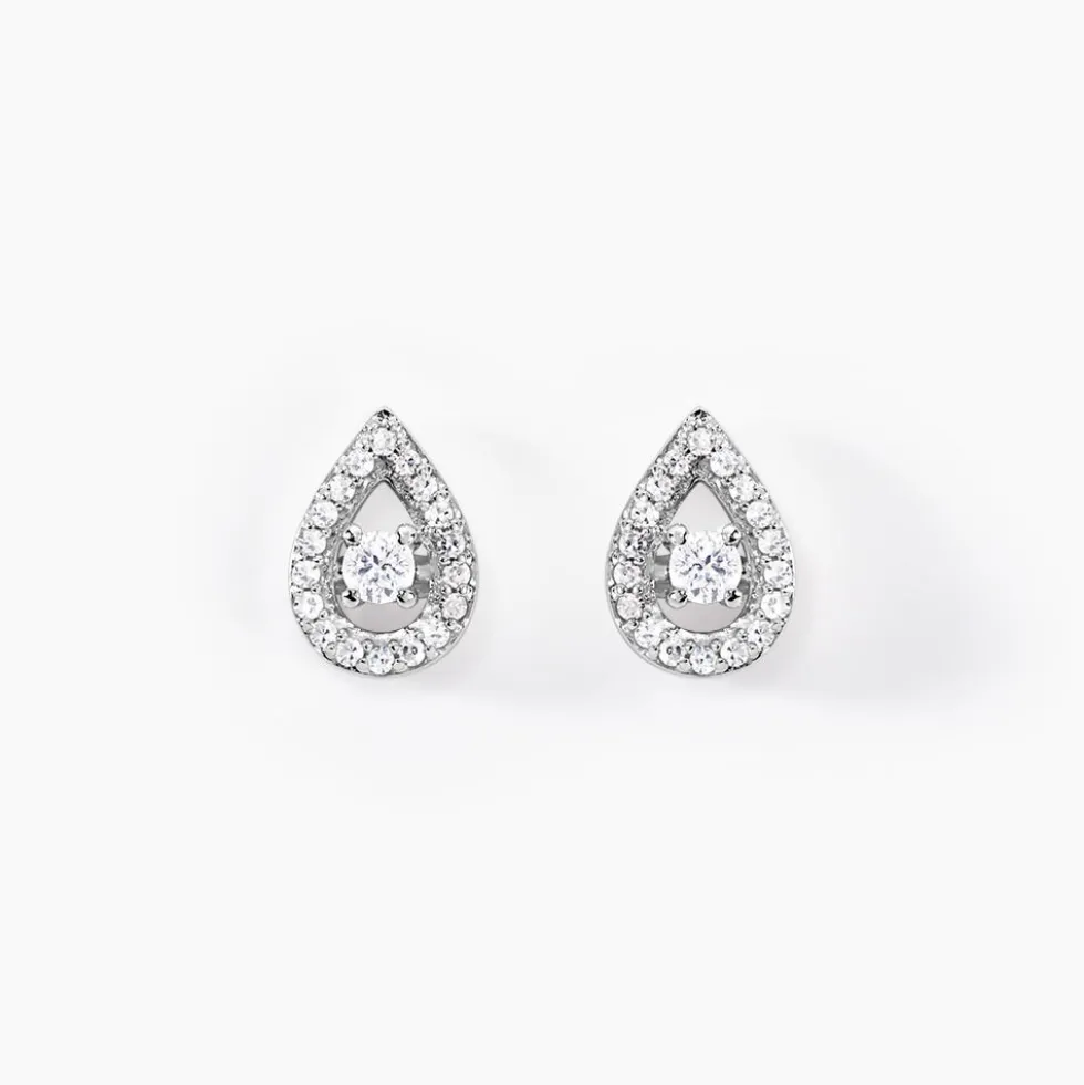 Boucles D'oreilles Puces Domitia Or Blanc Diamant