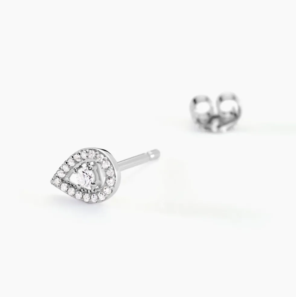 Boucles D'oreilles Puces Domitia Or Blanc Diamant