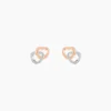 Boucles D'oreilles Puces Donna Coeurs Ajoures Or Rose