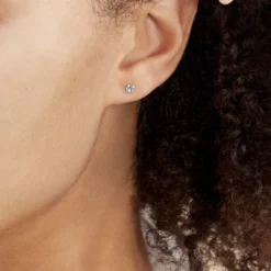 Boucles D'oreilles Puces Doreen Carre Or Blanc Oxyde De Zirconium
