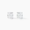 Boucles D'oreilles Puces Doreen Carre Or Blanc Oxyde De Zirconium