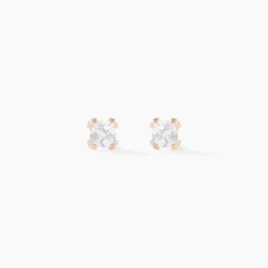 Boucles D'oreilles Puces Doreen Carre Or Rose Oxyde De Zirconium