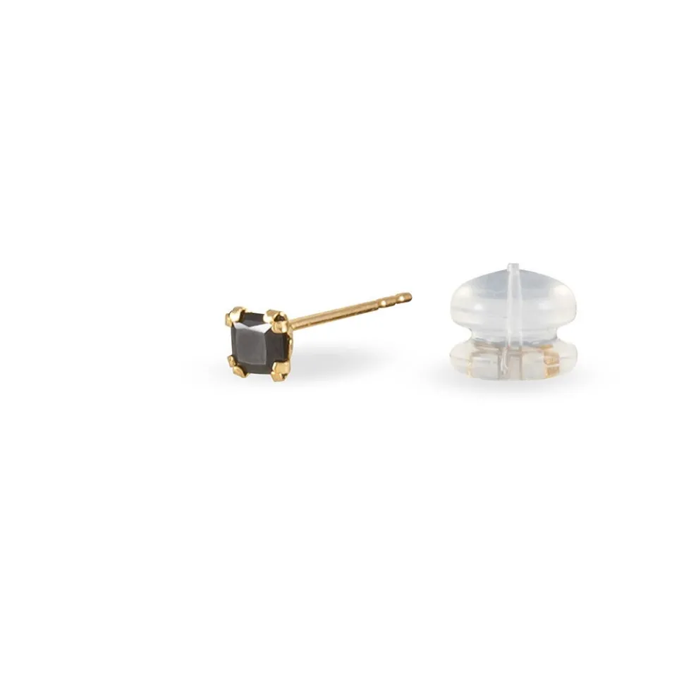 Boucles D'oreilles Puces Doreen Carre Or Jaune Oxyde De Zirconium