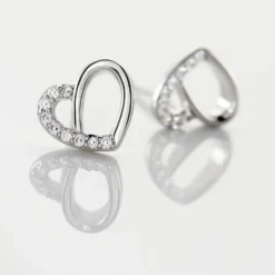 Boucles D'oreilles Puces Dorthea Argent Blanc Oxyde De Zirconium