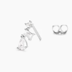 Boucles D'oreilles Puces Eclat D'Aurore Argent Blanc Oxydes De Zirconium
