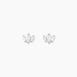 Boucles D'oreilles Puces Eclat D'Aurore Argent Blanc Oxy