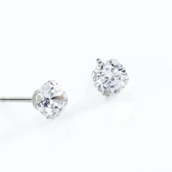 Boucles D'oreilles Puces Eddie Or Blanc Oxyde De Zirconium