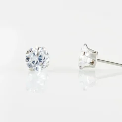 Boucles D'oreilles Puces Eddie Or Blanc Oxyde De Zirconium