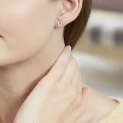 Boucles D'oreilles Puces Eddie Or Blanc Oxyde De Zirconium