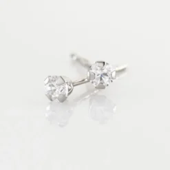 Boucles D'oreilles Puces Eddie Or Blanc Oxyde De Zirconium