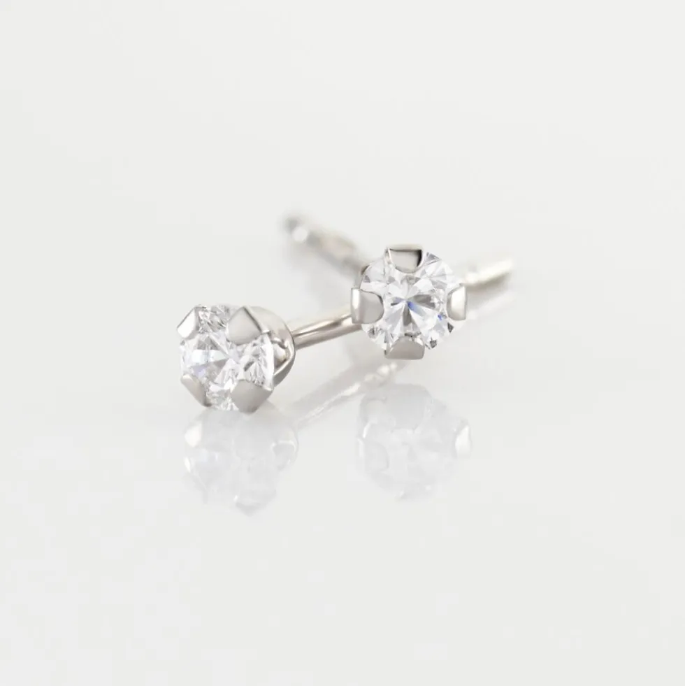 Boucles D'oreilles Puces Eddie Or Blanc Oxyde De Zirconium