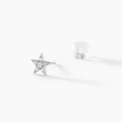 Boucles D'oreilles Puces Eden Or Blanc Oxyde De Zirconium