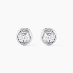Boucles D'oreilles Puces Eden Serti Pneu Or Blanc Oxyde De Zirconium