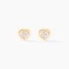 Boucles D'oreilles Puces Edme Cœur Or Jaune Strass