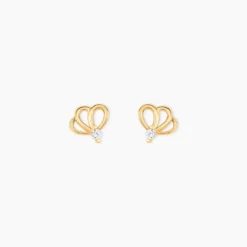 Boucles D'oreilles Puces Edvige Fleur Or Jaune Oxyde De Zirconium