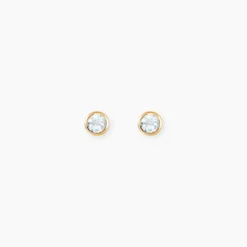 Boucles D'oreilles Puces Edy Serti Clos Or Jaune Topaze