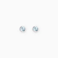 Boucles D'oreilles Puces Edy Serti Clos Or Blanc Topaze