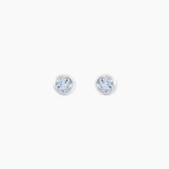Boucles D'oreilles Puces Edy Serti Clos Or Blanc Topaze