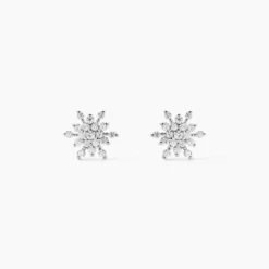 Boucles D'oreilles Puces Effie Argent Blanc Oxyde De Zirconium