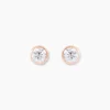 Boucles D'oreilles Puces Elda Serti Clos Or Rose Oxyde De Zirconium