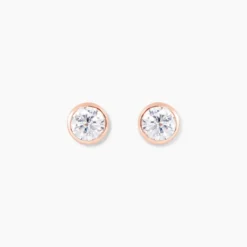 Boucles D'oreilles Puces Elda Serti Clos Or Rose Oxyde De Zirconium
