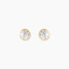 Boucles D'oreilles Puces Elda Serti Clos Or Jaune Oxyde De Zirconium