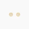Boucles D'oreilles Puces Eleanor Fleur Or Jaune Oxyde De Zirconium
