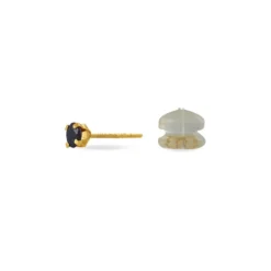 Boucles D'oreilles Puces Elea Serti Griffe Or Jaune Saphir