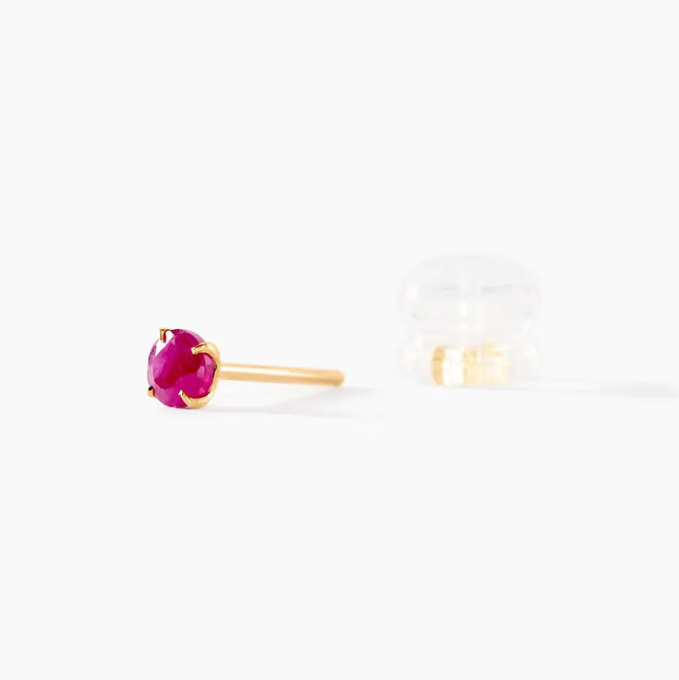 Boucles D'oreilles Puces Elea Serti Griffe Or Jaune Rubis