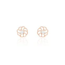 Boucles D'oreilles Puces Eleanor Fleur Or Rose Oxyde De Zirconium