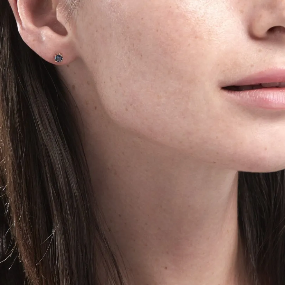 Boucles D'oreilles Puces Elea Or Jaune Topaze Bleu London