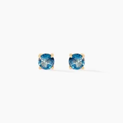 Boucles D'oreilles Puces Elea Or Jaune Topaze Bleu London