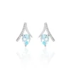 Boucles D'oreilles Puces Electa Or Blanc Topaze Et Oxyde De Zirconium