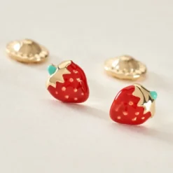 Boucles D'oreilles Puces Elizabetae Fraise Or Jaune
