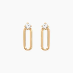 Boucles D'Oreilles Puces Ellin Plaque Or Jaune Oxyde De Zirconium