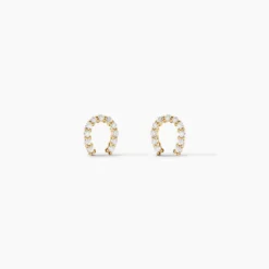 Boucles D'oreilles Puces Elouen Fer A Cheval Or Jaune Oxyde