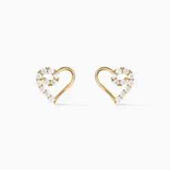 Boucles D'oreilles Puces Elsy Cœur Or Jaune Oxyde De Zirconium
