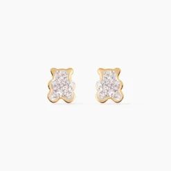 Boucles D'oreilles Puces Emerica Ours 0 Or Jaune Strass