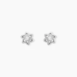 Boucles D'oreilles Puces Emiliette Argent Blanc Oxyde De Zirconium