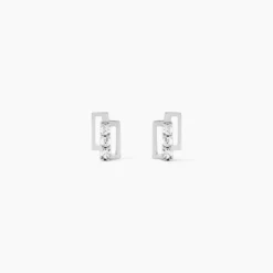 Boucles D'oreilles Puces Eoin Or Blanc Oxyde De Zirconium