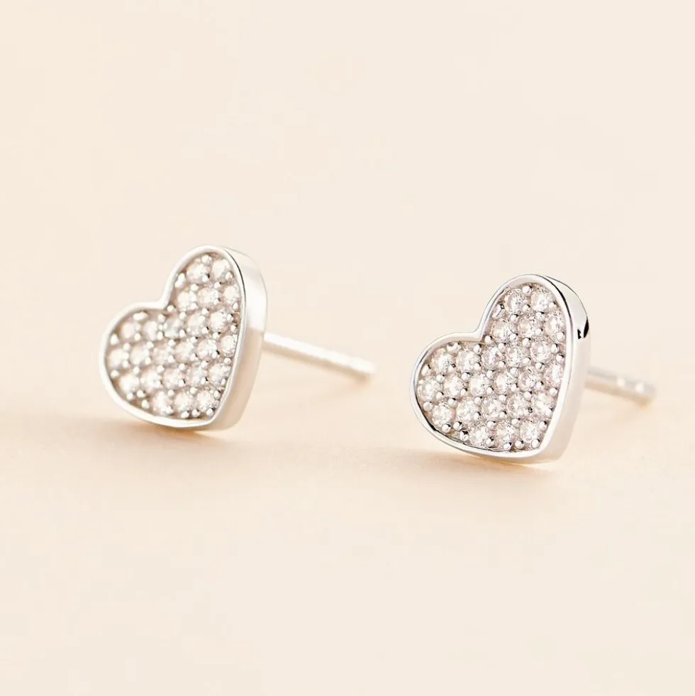Boucles D'oreilles Puces Esperanza Argent Blanc Oxyde De Zirconium