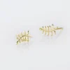 Boucles D'oreilles Puces Eudia Feuilles Or Jaune